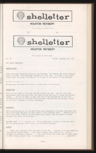Shelletter, No. 60, December 28, 1962