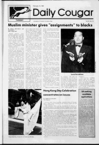 The Daily Cougar. Vol. 51, No. 72, February 12, 1985.