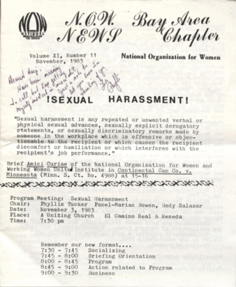 NOW News Bay Area Chapter, Vol. 11, No. 11, November 1983