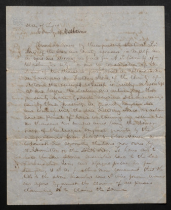 Affidavit stating that the ownership of 2,200 acres has been transferred to A. T. Burnley