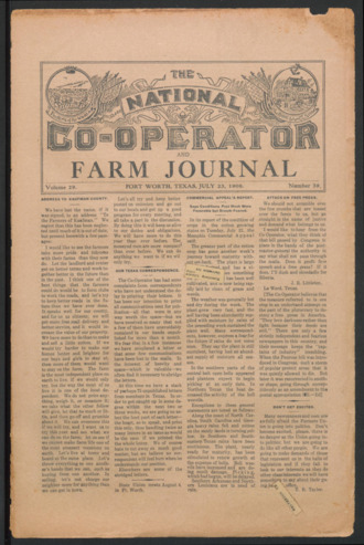 The National Co-Operator and Farm Journal, Vol. 29, No. 39, July 23, 1908