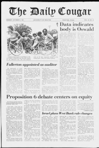 The Daily Cougar. Vol. 48, No. 24, October 5, 1981.