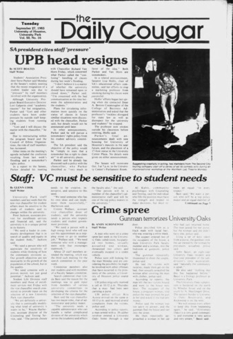 The Daily Cougar. Vol. 50, No. 16, September 27, 1983.