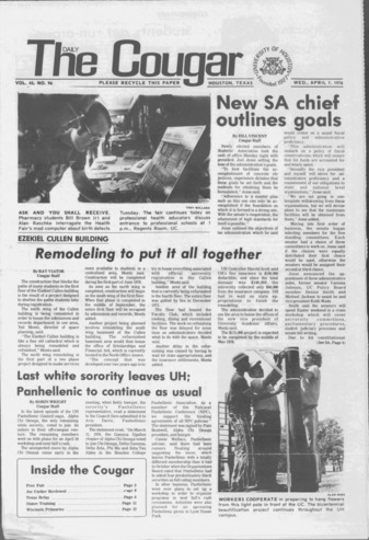The Daily Cougar. Vol. 42, No. 96, April 7,1976.