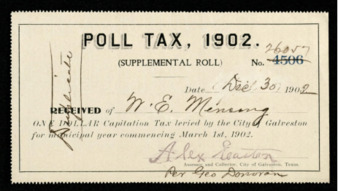 Poll tax receipt for W.E. Mensing