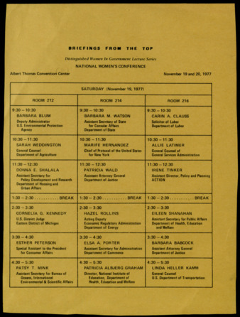 Distinguished Women In Government Lecture Series agenda