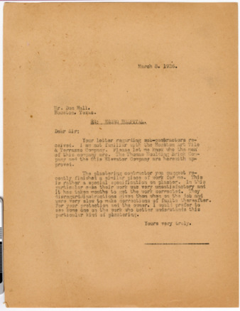 Letter to Mr. Don Hall