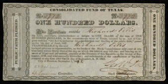 Consolidated Fund of Texas certificate to Richard Ellis