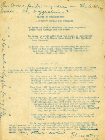 Object of Establishing A Writer's Bureau For Suffrage