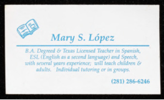 Mary S. Lopez business card