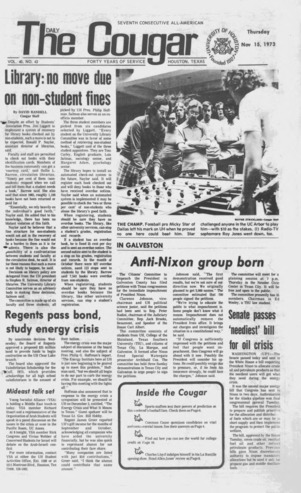 The Daily Cougar. Vol. 40, No. 43, November 15, 1973.