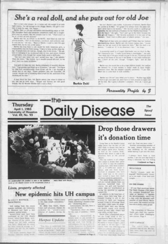 The Daily Cougar. Vol. 49, No. 93, April 1, 1983.
