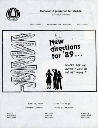 NOW Bay Area Chapter Rejuvenation Meeting Memorandum, June 1989