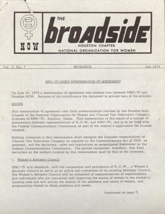 Broadside, Vol. 5, No. 7, July 1974