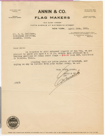 Letter from A. C. Edwards to J. S. Cullinan, 1931 April 10