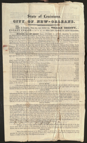 Broadside regarding a monetary loan to the people of Texas