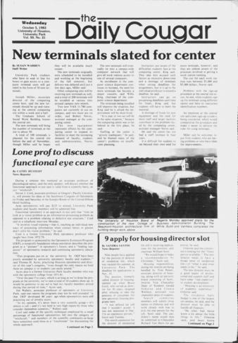 The Daily Cougar. Vol. 50, No. 21, October 5, 1983.