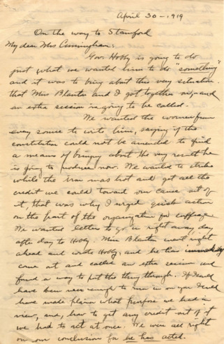 Letter to Mrs. Minnie Fisher Cunningham