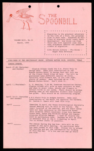 The Spoonbill, Vol. 13, No. 11, March 1965