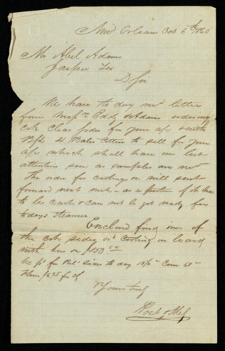 Letter from Rost and Mef [?] to Abel Adams regarding Adams’ accounts