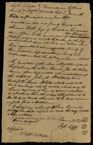 Administrators bond for James A. Wells