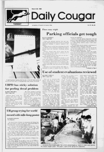 The Daily Cougar. Vol. 51, No. 92, March 26, 1985.