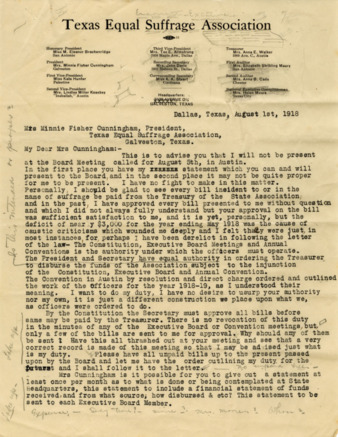 Letter from Mrs. John Davis to Minnie Fisher Cunningham