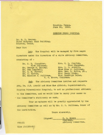 Letter from W. W. Moore to M. L. Graves, 1926 June 22