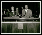 Model presentation, USS Houston (CA-30), Mr. Ewing, Mr. L. B. Christenson (who repaired and repainted model)