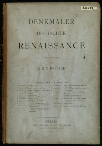 Denkmäler Deutscher Renaissance, Volume V