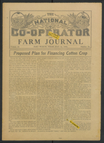 The National Co-Operator and Farm Journal, Vol. 29, No. 38, July 16, 1908