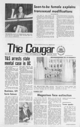 The Daily Cougar. Vol. 38, No. 12, September 22, 1972.