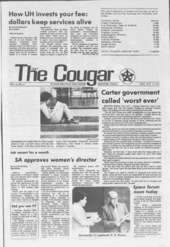 The Daily Cougar. Vol. 44, No. 27, October 12, 1977.