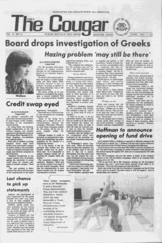 The Daily Cougar. Vol. [43], No. 51, December 2, 1976.