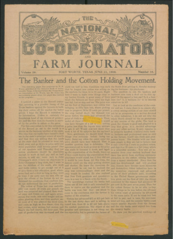 The National Co-Operator and Farm Journal, Vol. 29, No. 33, June 11, 1908