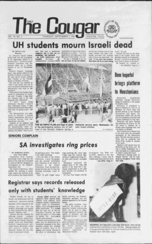 The Daily Cougar. Vol. 39, No. 3, September 7, 1972.