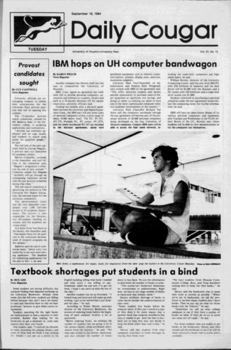 The Daily Cougar. Vol. 51, No. 12, September 18, 1984.
