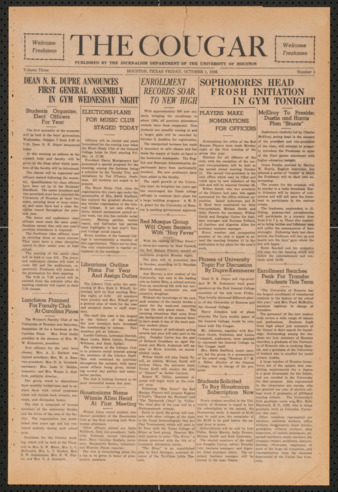The Cougar, Vol. 3, No. 1, October 1, 1936