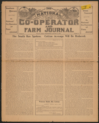 The National Co-Operator and Farm Journal, Vol. 29, No. 13, January 8, 1908