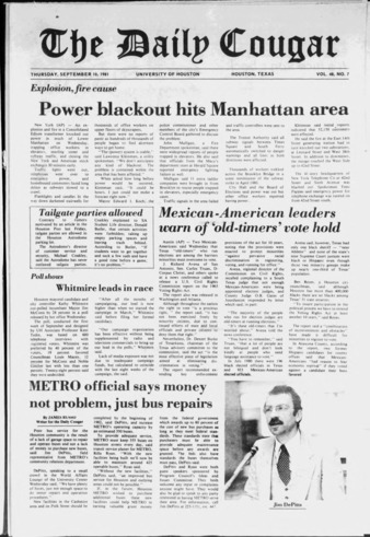 The Daily Cougar. Vol. 48, No. 7, September 10, 1981.