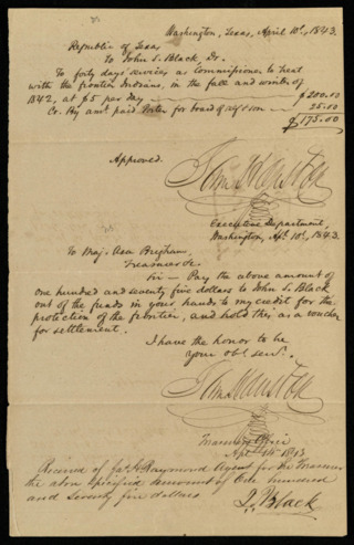 Voucher for payment of $175 to John S. Black