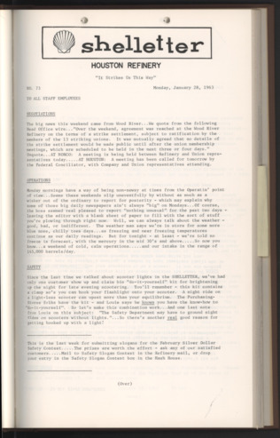 Shelletter, No. 73, January 28, 1963