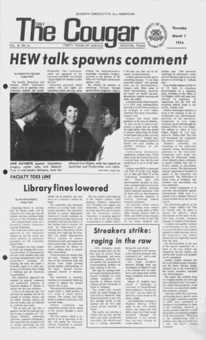 The Daily Cougar. Vol. 40, No. 64, March 7, 1974.