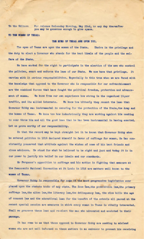 Press release on Gubernatorial Election