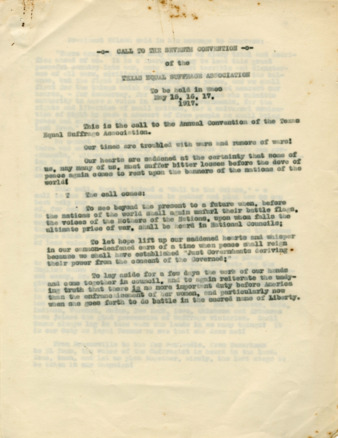 Call to the Seventh Convention of the Texas Equal Suffrage Association