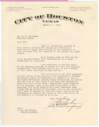 Letter from S. A. Starkey to J. S. Cullinan, 1933 March 17