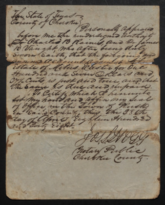 Probate Court decision by  Joseph Lewis Hogg ordering payment for debt owed to Charles B. Raines and Dr. James B. Vaught