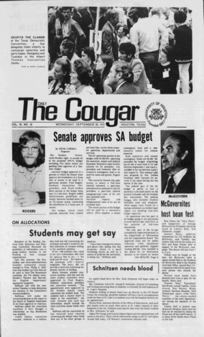 The Daily Cougar. Vol. 39, No. 10, September 20, 1972.
