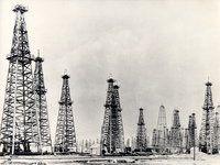 Oil derricks in an oil field