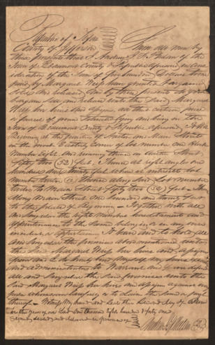 Deed transfer from A. J. F. Phelaw to Margaret Wiess